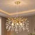 Candelabru Cristal LEAF Eleganza, Φ50cm, 6xE14, Auriu, Metal si Cristal