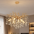Candelabru Cristal LEAF Magno, Φ60cm, 8xE14, Auriu, Metal si Cristal