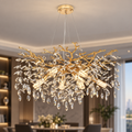 Candelabru Cristal LEAF Regalis, Φ80cm, 10xE14, Auriu, Metal si Cristal