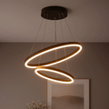 Závesný LED luster s diaľkovým ovládačom CASIANA 40 W, 2 kruhy, studené/teplé/neutrálne svetlo 3000 K/4000 K/6000 K, dimovateľný, čierny, nastaviteľná výška