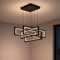LED luster s diaľkovým ovládačom, suspenzovaný, 96 W, 4 svetlá, studené/cieple/neuterálne svetlo, dimovateľný, nastaviteľná výška, čierny