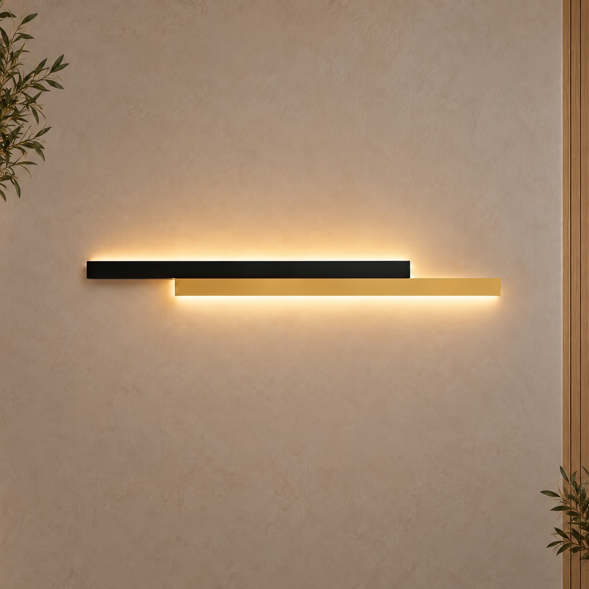 Aplica LED LINIUS 29W, 2 Elemente, Liniara, Lumina Calda/Neutra/Rece, Auriu Negru, imaginea 1
