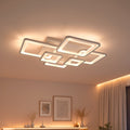 LED luster s diaľkovým ovládačom ELLA 119W, 6 štvorcov, studené/teplé/neuterálne svetlo, stmívateľný, biely, kov a akryl