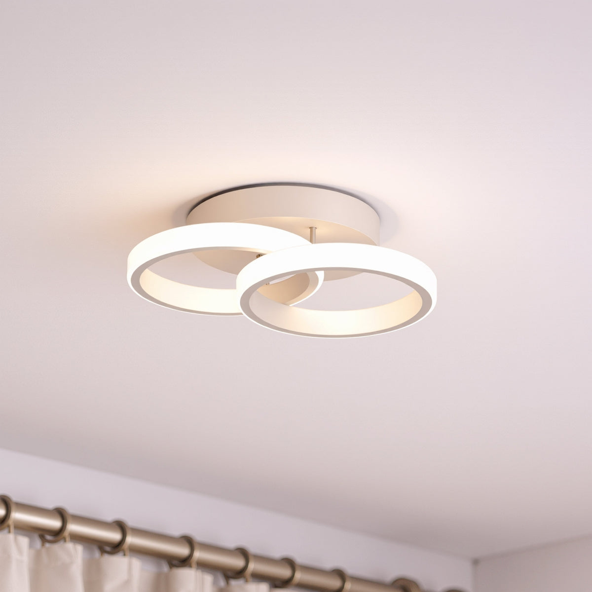 Lustra LED VERTEX CIRCULA 21W, 2 Cercuri, Rame Metalice, lumina Rece/Calda/Neutra, Alb, imaginea 1
