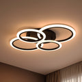 BETTY 43W LED Chandelier with Remote Control, 4 Rings, Cool/Warm/Neutral Light, Dimmable, Black