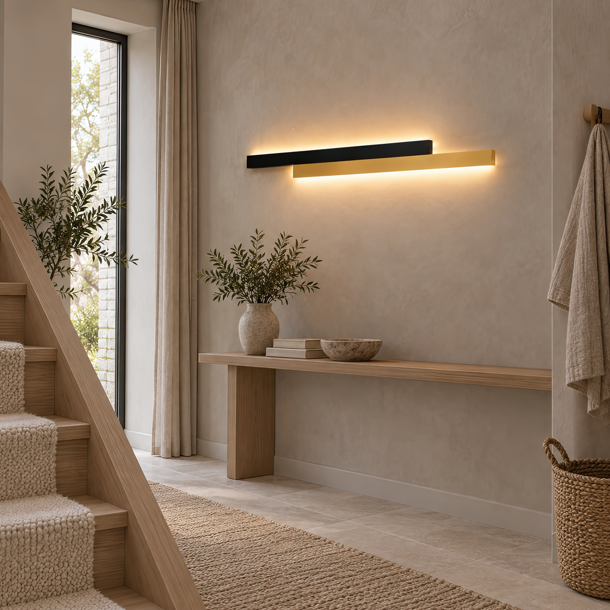 Aplica LED LINIUS 29W, 2 Elemente, Liniara, Lumina Calda/Neutra/Rece, Auriu Negru, imaginea 9
