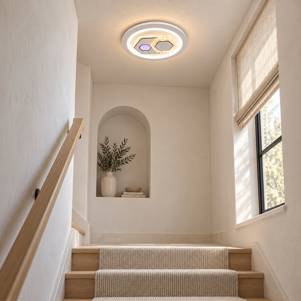 Lustra LED KATHLEEN RGB 16W, lumina Calda/Neutra, Alb, imaginea 8