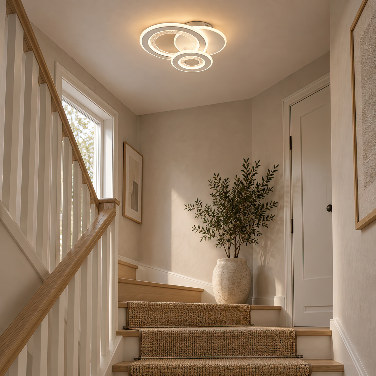 LED luster 53 W, 3 kruhy, studené/teplé/neuterálne svetlo, biela farba, imaginea 9