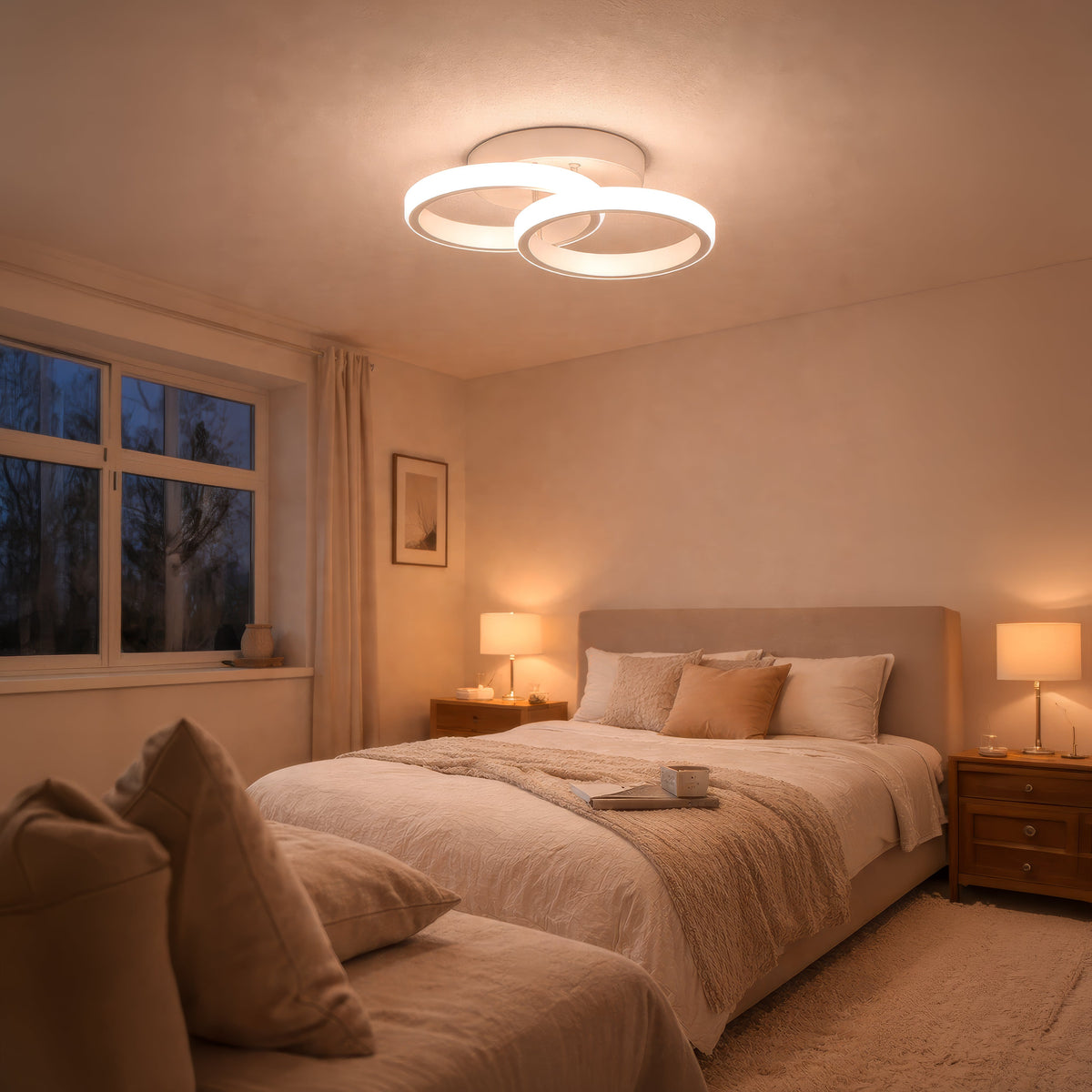 Lustra LED VERTEX CIRCULA 21W, 2 Cercuri, Rame Metalice, lumina Rece/Calda/Neutra, Alb, imaginea 5