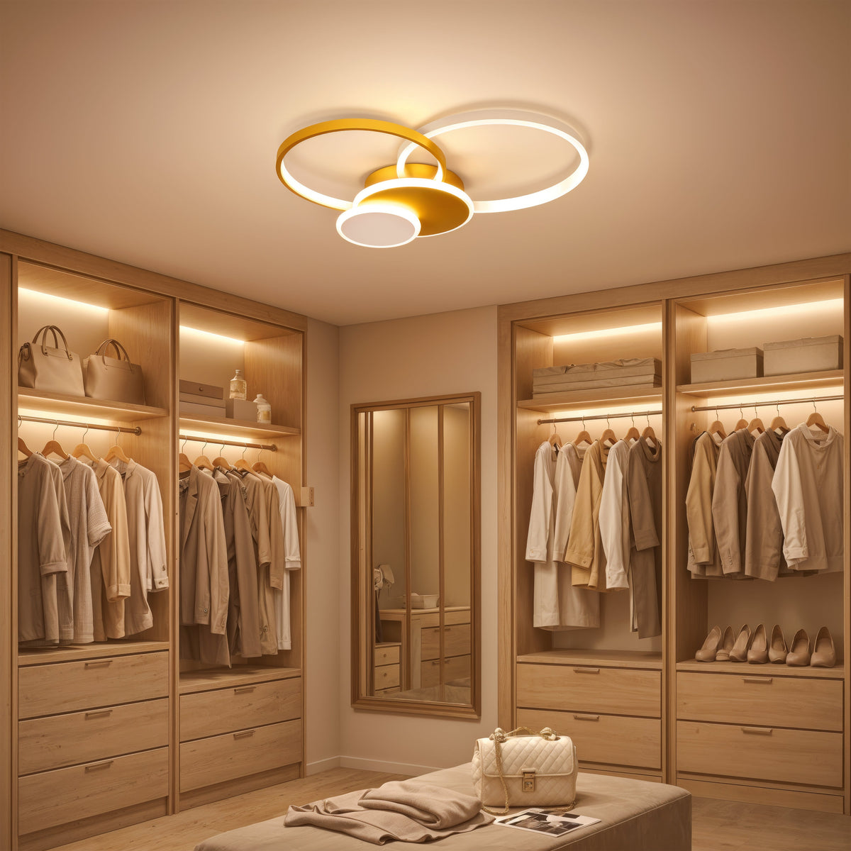 LED luster s diaľkovým ovládačom KILLIAN 80W, 4 kruhy, studené/teplé/neutrálne svetlo, stmívateľný, zlatý, imaginea 14