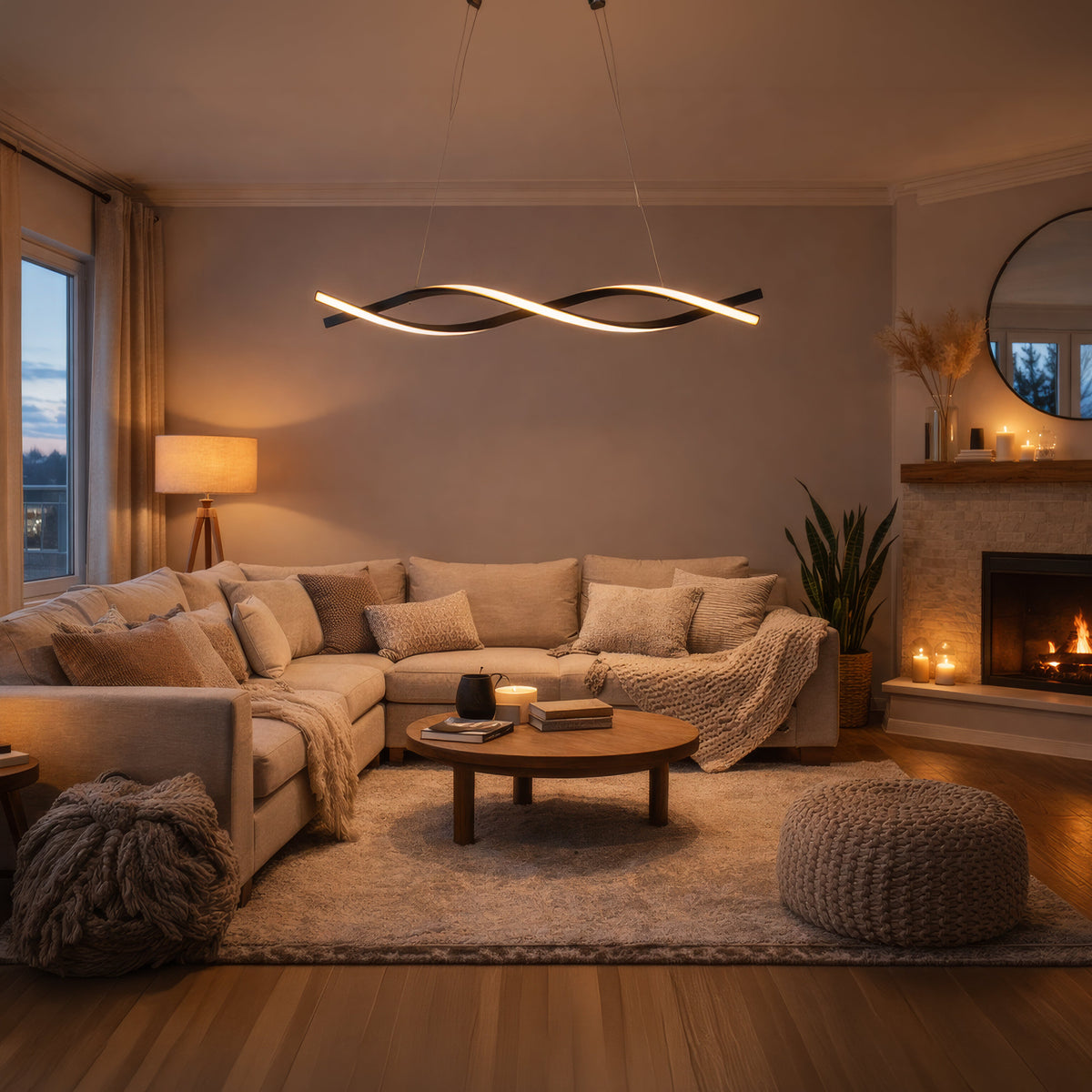 LED Zvisajúci luster s diaľkovým ovládačom, FLUX, 27 W, 97 cm, studené/teplé/neuterálne svetlo 3000 K/4000 K/6000 K, stmívateľný, čierny, nastaviteľná výška, imaginea 11