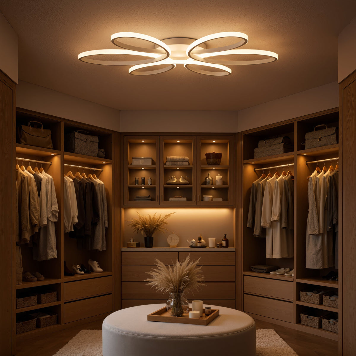 ELIZA LED Chandelier with Remote Control, 63W, Cool/Warm/Neutral Light, Dimmable, White, imaginea 12