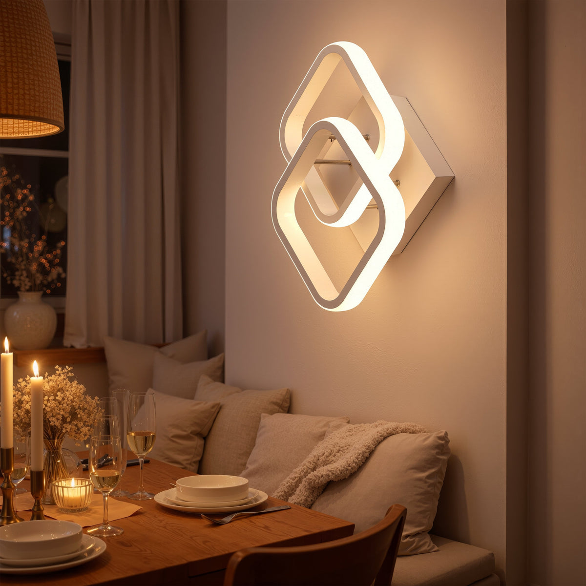 LED luster VERTEX Matrix, Prekrývajúce sa romby, Kovové rámy, 24 W, 2 romby, Studené/Teplé/Neutrálne svetlo 3000 K/4000 K/6000 K, Biela, imaginea 9
