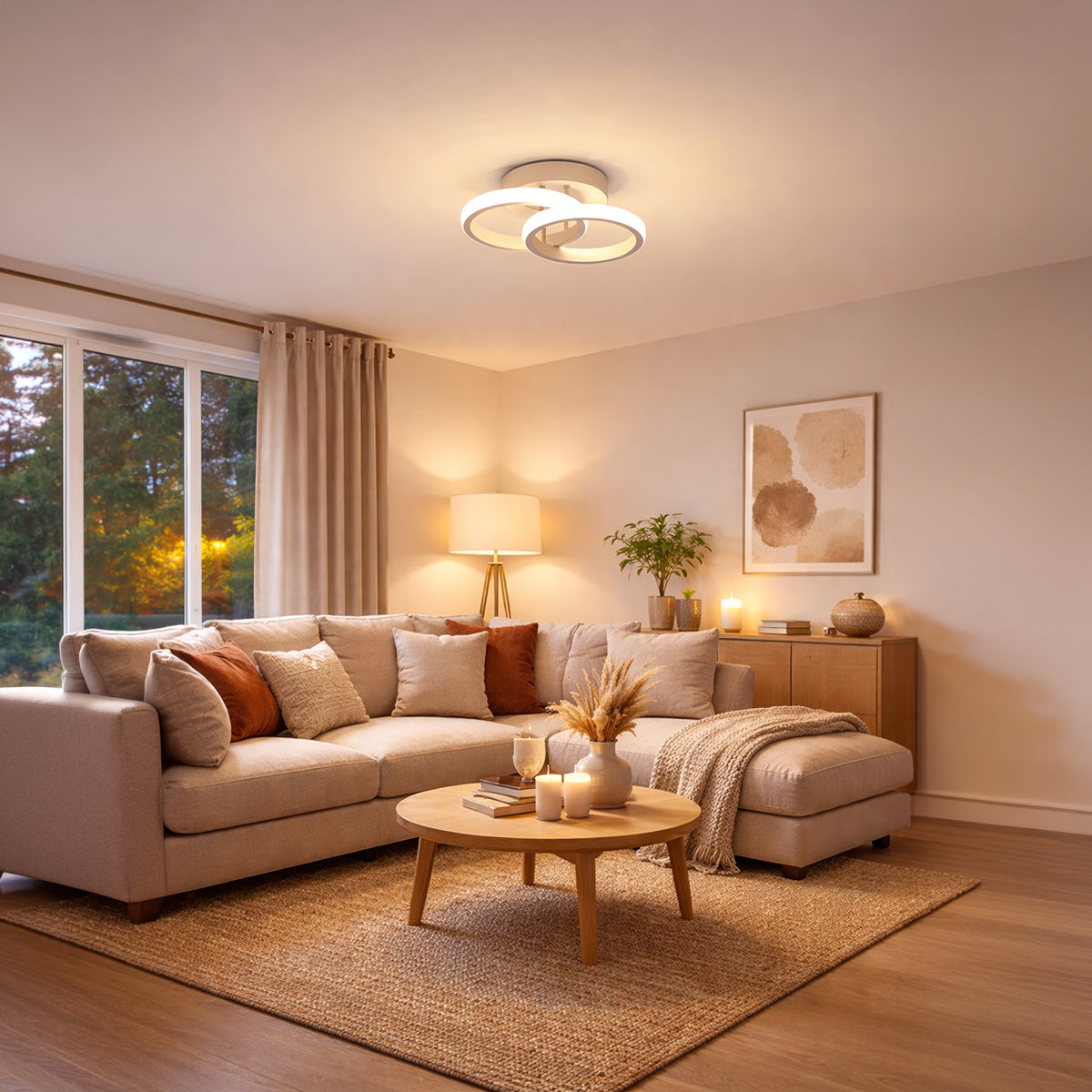 LED luster VERTEX CIRCULA 21 W, 2 kruhy, kovové rámy, studené/cieple/neuterálne svetlo, biela, imaginea 8