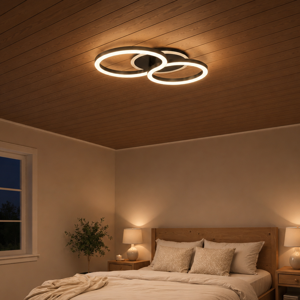 Lustra LED cu telecomanda RINOVA 66W, 2 Cercuri, lumina Rece/Calda/Neutra, Dimabila, Negru, imaginea 11