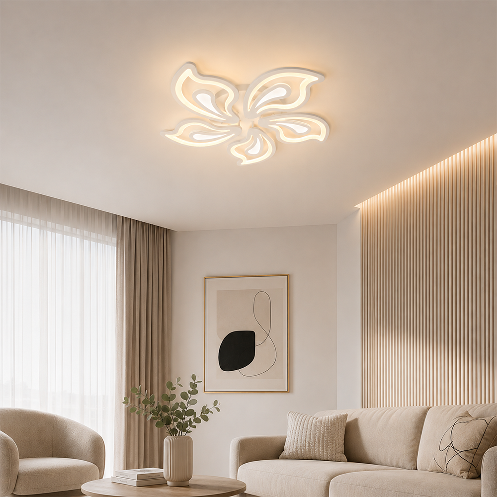 Lustra LED cu telecomanda LILY 86W, 5 Elemente, lumina Rece/Calda/Neutra, Dimabila, Alb, imaginea 9