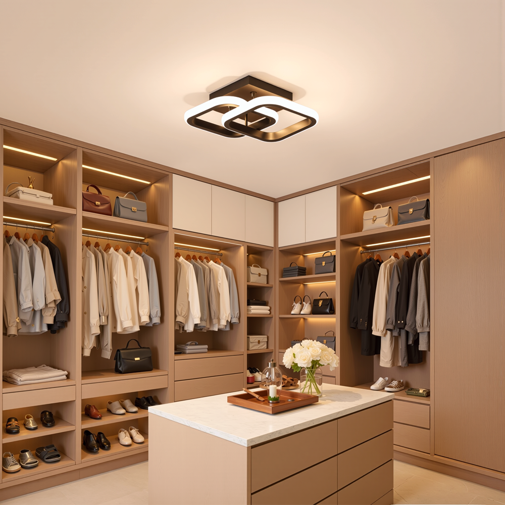 LED luster VERTEX Matrix Prekrývajúce sa romby, Kovové rámy, 48 W, 2 romby, Chladné/Teplé/Neutrálne svetlo 3000 K/4000 K/6000 K, Čierny, Kov a Silikón, imaginea 4