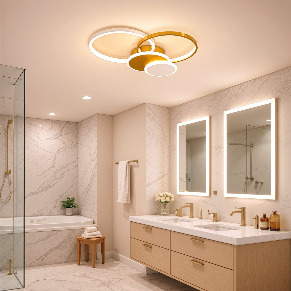 LED luster s diaľkovým ovládačom KILLIAN 80W, 4 kruhy, studené/teplé/neutrálne svetlo, stmívateľný, zlatý, imaginea 12