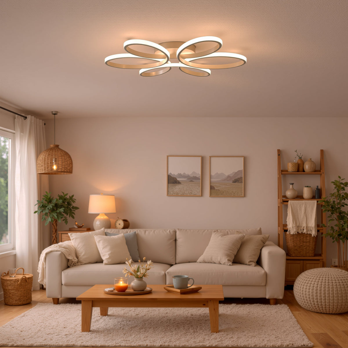 ELIZA LED Chandelier with Remote Control, 63W, Cool/Warm/Neutral Light, Dimmable, White, imaginea 10