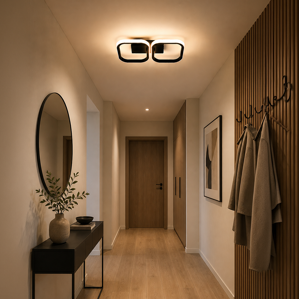 LED Chandelier VERTEX 21W, 2 Squares, Linear, Cool/Warm/Neutral Light, Black, imaginea 7