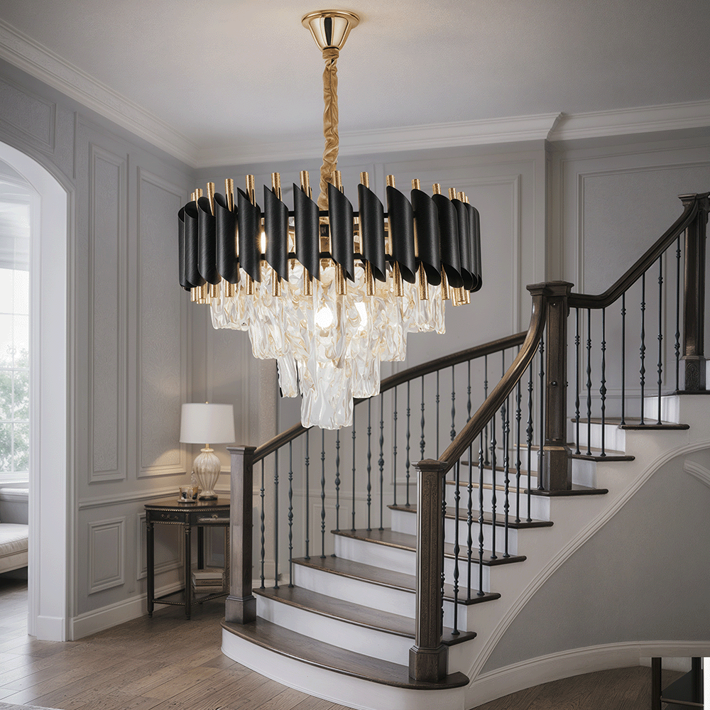 VERSAILLES Nobile Crystal Chandelier 5xE14, Diameter 40cm, Glossy Gold and Black, imaginea 7