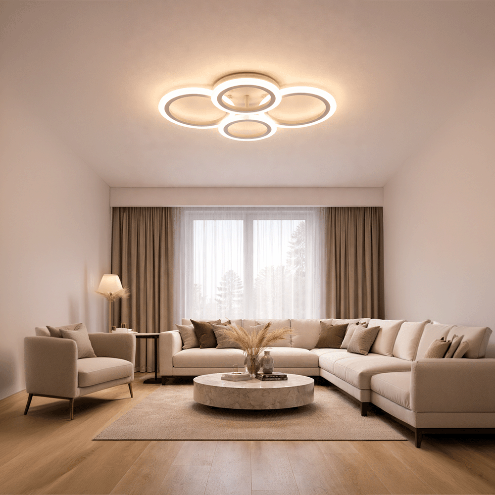 LED Chandelier with Remote Control BETTY 43W, 4 Rings, Cool/Warm/Neutral Light, Dimmable, White, imaginea 10