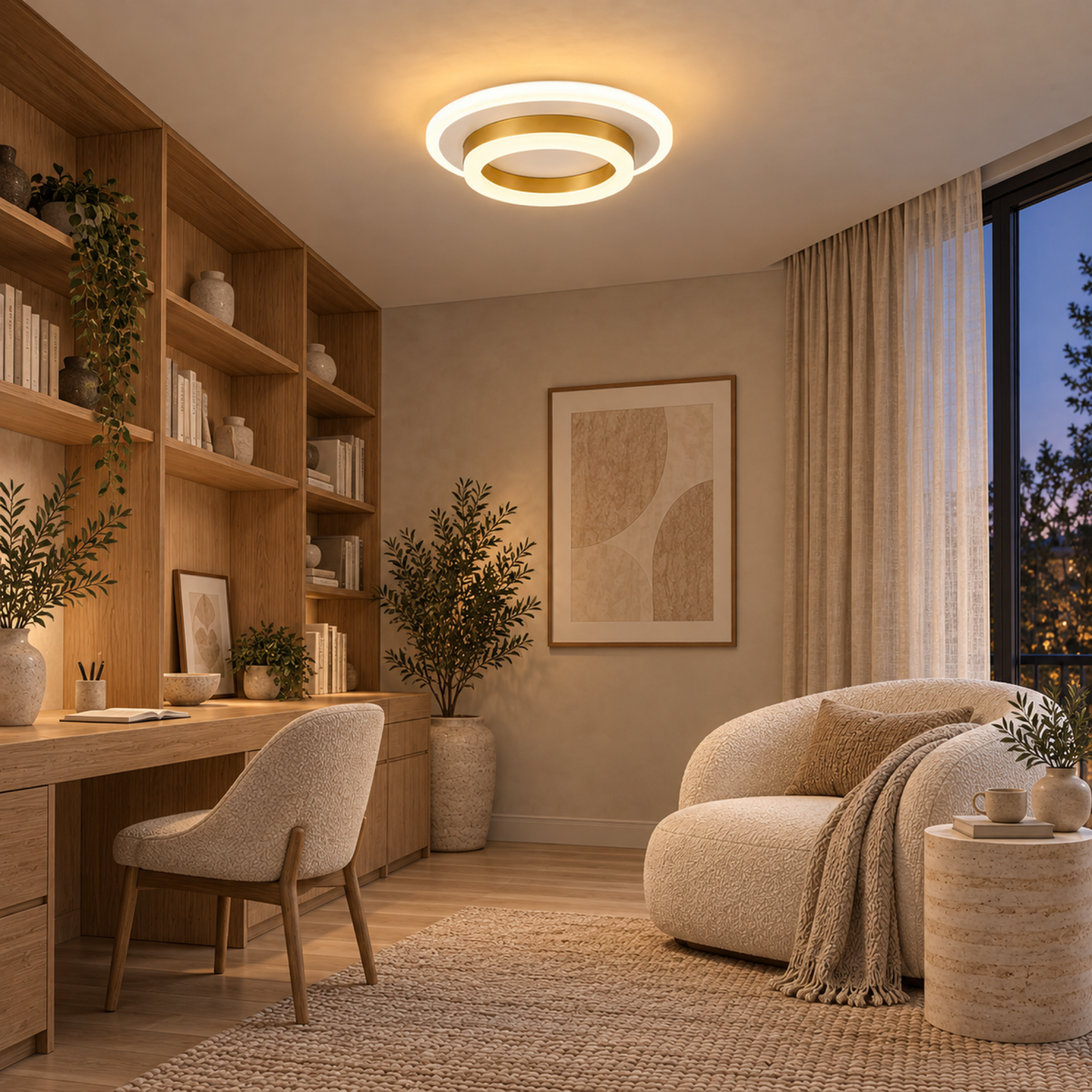 LED lustr SOLENA KROHLE 21W, priemer 20cm, svetlo Studené/Teplé/Neutrálne, Biela Zlatá, imaginea 12