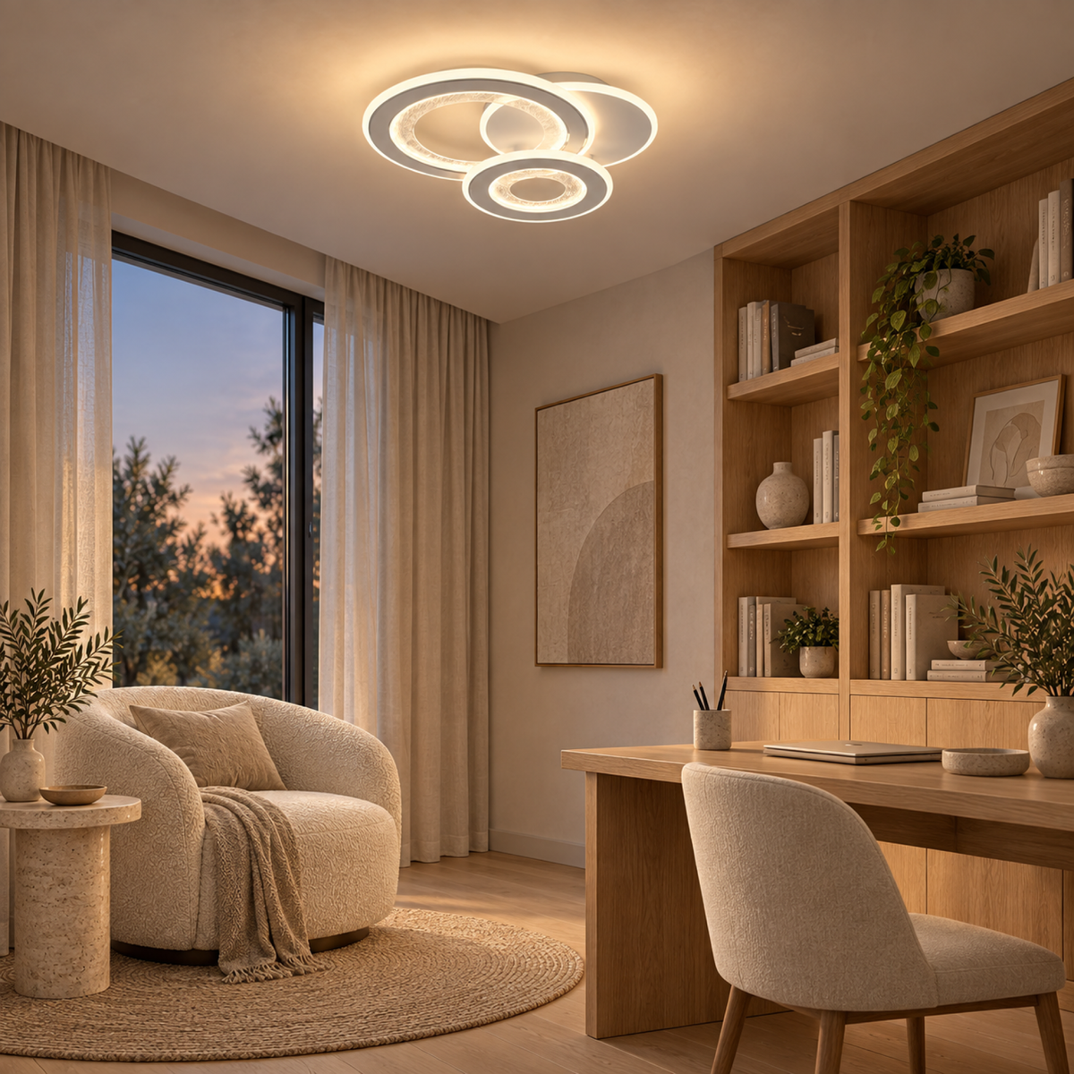 LED luster 53 W, 3 kruhy, studené/teplé/neuterálne svetlo, biela farba, imaginea 12
