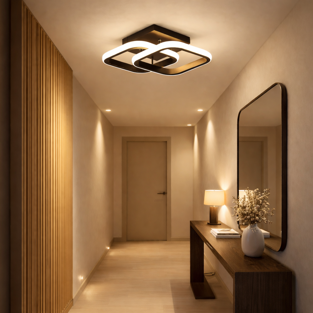 LED Chandelier VERTEX Matrix Overlapping Diamonds, Metal Frames, 48W, 2 Diamonds, Cool/Warm/Neutral Light 3000K/4000K/6000K, Black, Metal and Silicone, imaginea 7