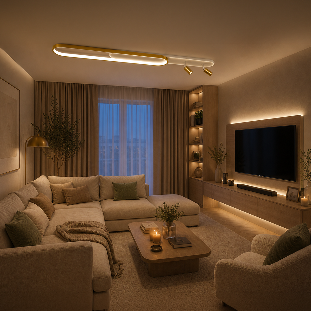 LED lustr Nastaviteľný FISSO Camilla, 66W, svetlo Studené/Teplé/Neutrálne, Lesklé zlato, imaginea 8