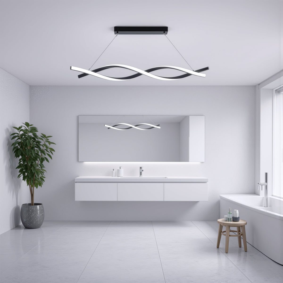 LED Zvisajúci luster s diaľkovým ovládačom, FLUX, 27 W, 97 cm, studené/teplé/neuterálne svetlo 3000 K/4000 K/6000 K, stmívateľný, čierny, nastaviteľná výška, imaginea 12