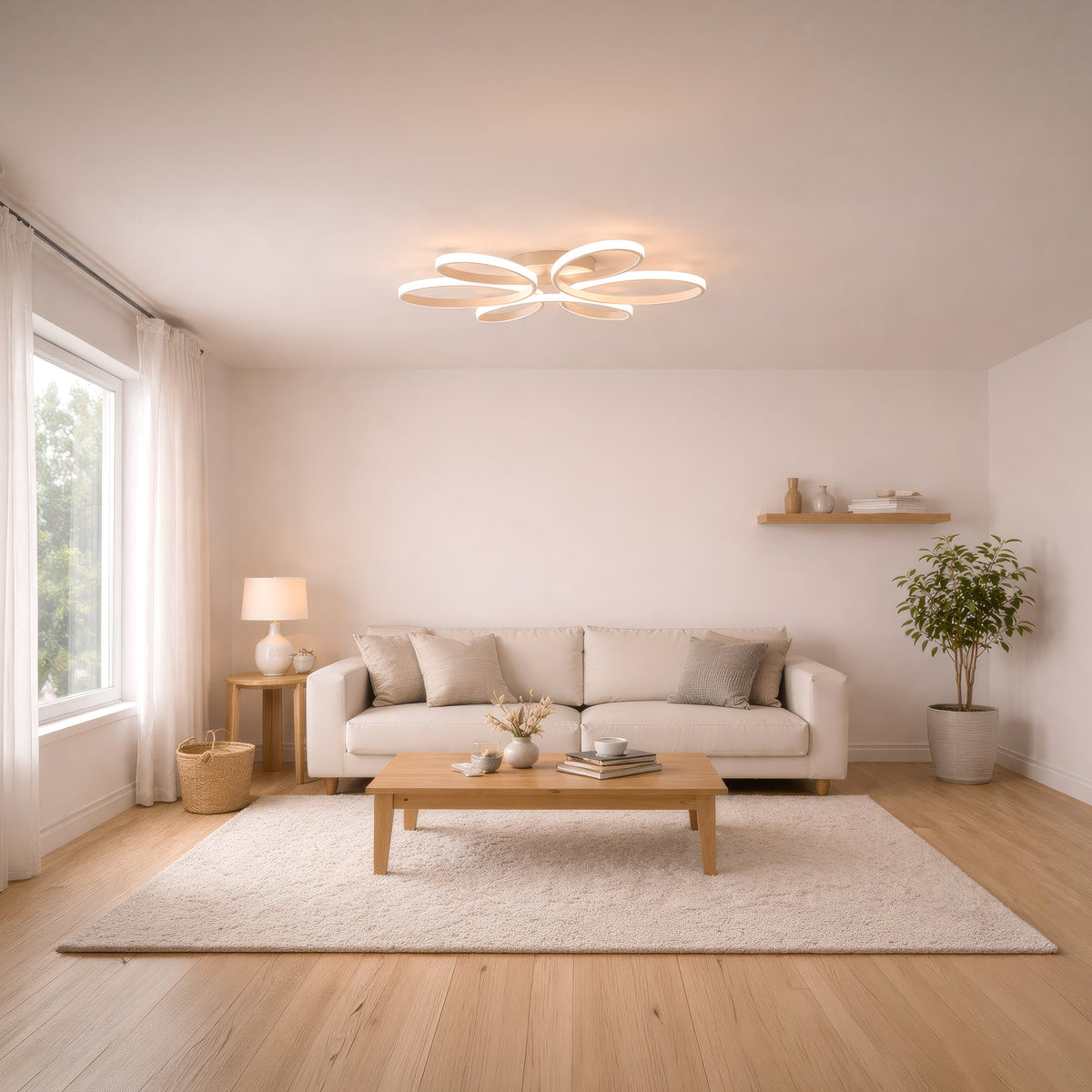 ELIZA LED Chandelier with Remote Control, 63W, Cool/Warm/Neutral Light, Dimmable, White, imaginea 13