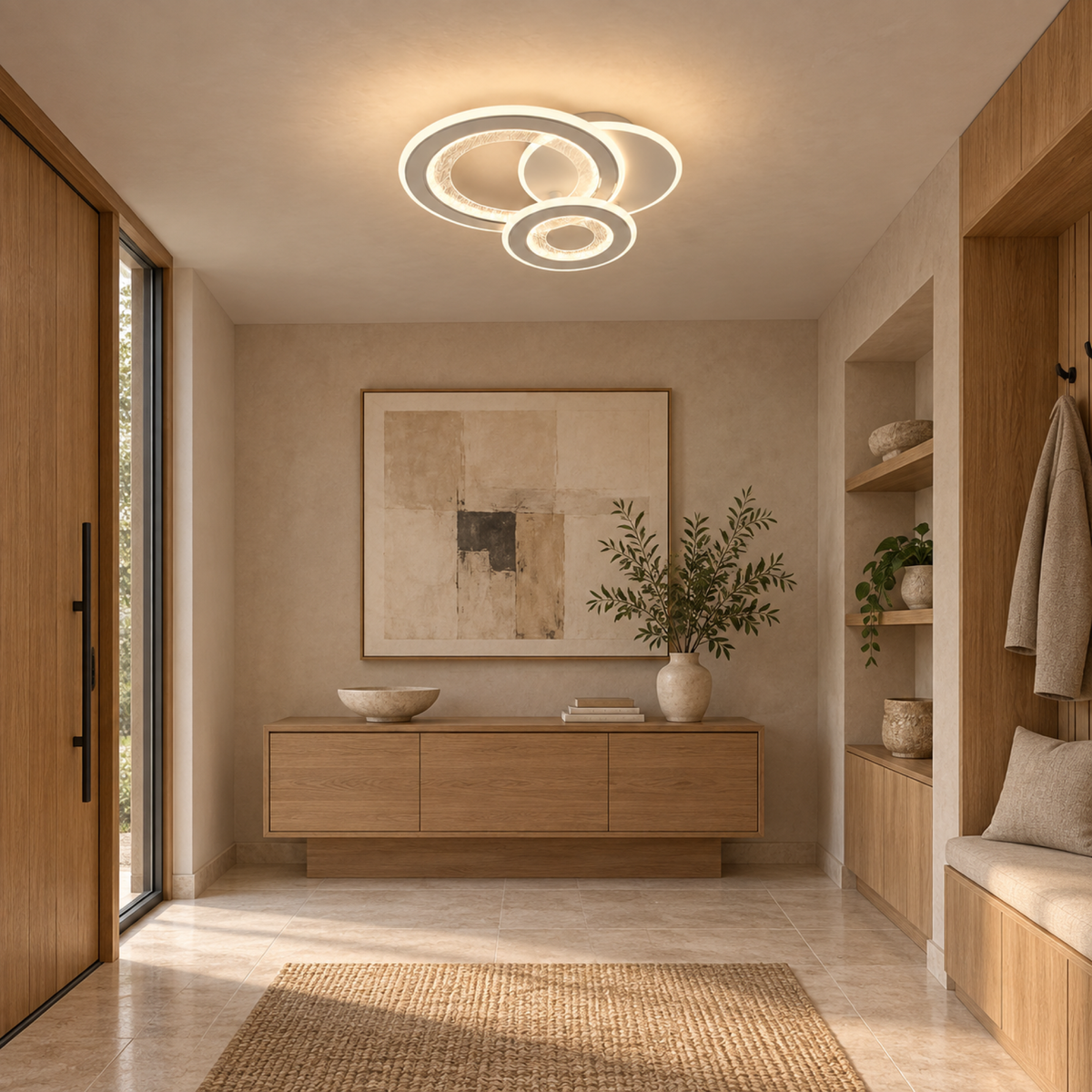 LED luster 53 W, 3 kruhy, studené/teplé/neuterálne svetlo, biela farba, imaginea 13