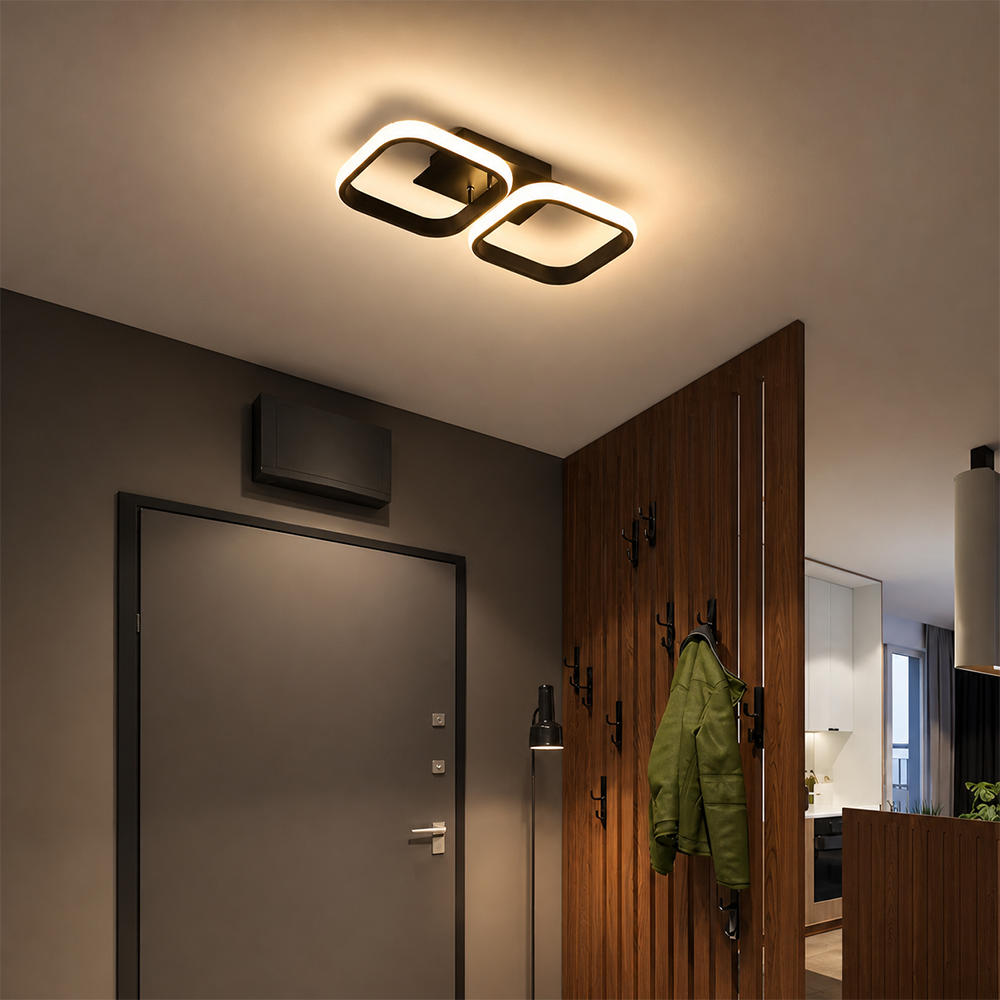 LED Chandelier VERTEX 21W, 2 Squares, Linear, Cool/Warm/Neutral Light, Black, imaginea 9
