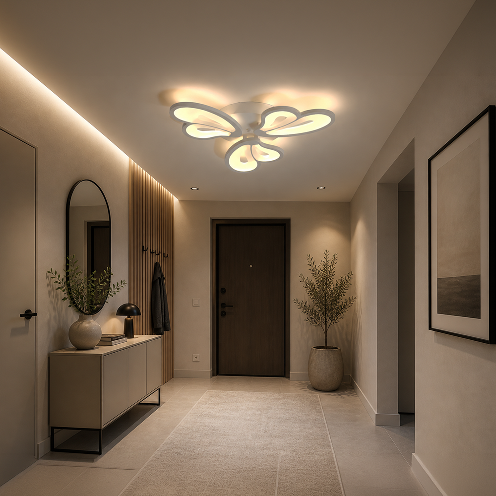 LED luster s diaľkovým ovládačom BLOSSOM 40W, 3 lístky, studené/teplé/neuterálne svetlo, dimovateľný, biela farba, imaginea 10
