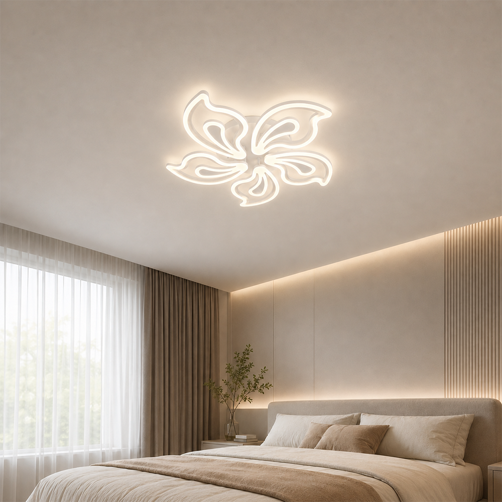 Lustra LED cu telecomanda LILY 86W, 5 Elemente, lumina Rece/Calda/Neutra, Dimabila, Alb, imaginea 12
