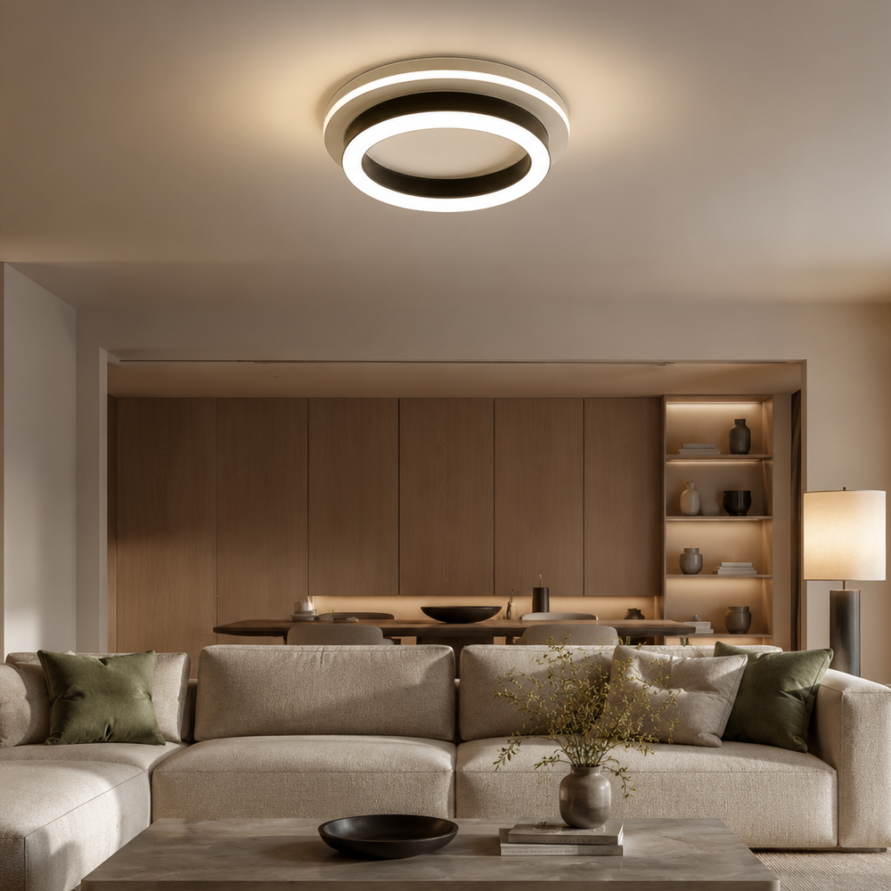Lustra LED MODERNA 25W, Diametru 20cm, Rotunda, lumina Rece/Calda/Neutra, Negru, imaginea 8