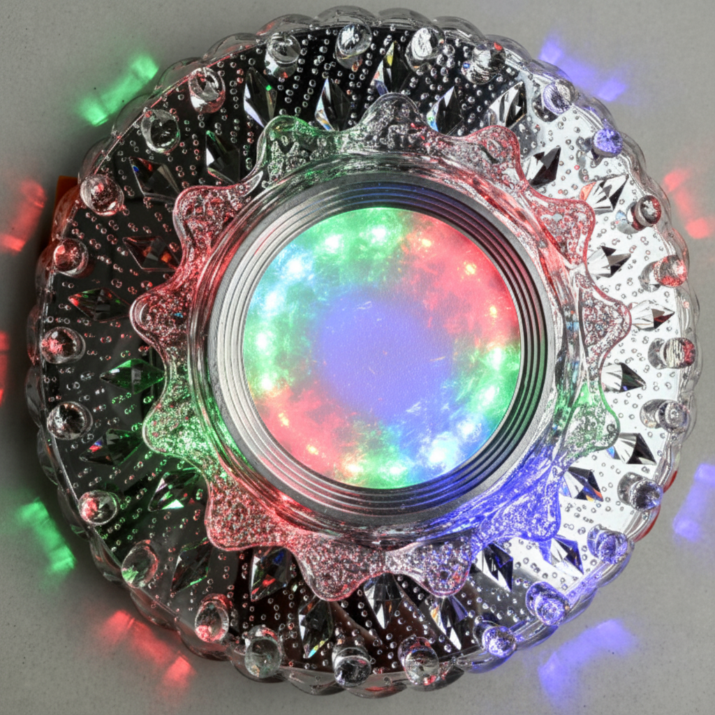 Spot LED ORBITA, 5W, Rotund, Lumina Rece + RGB, Alb, Rasina si Sticla SL683WH