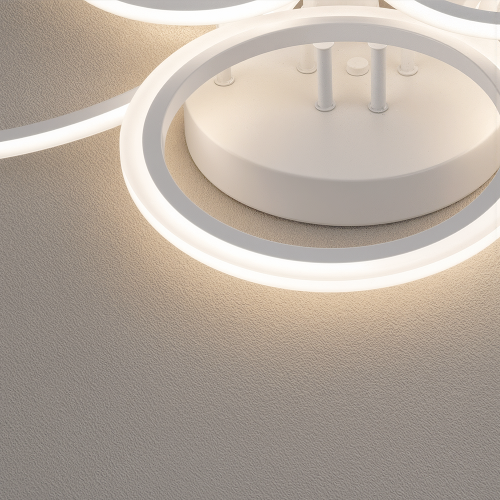 LED Chandelier with Remote Control BETTY 82W, 6 Rings, Cool/Warm/Neutral Light, Dimmable, White, imaginea 7