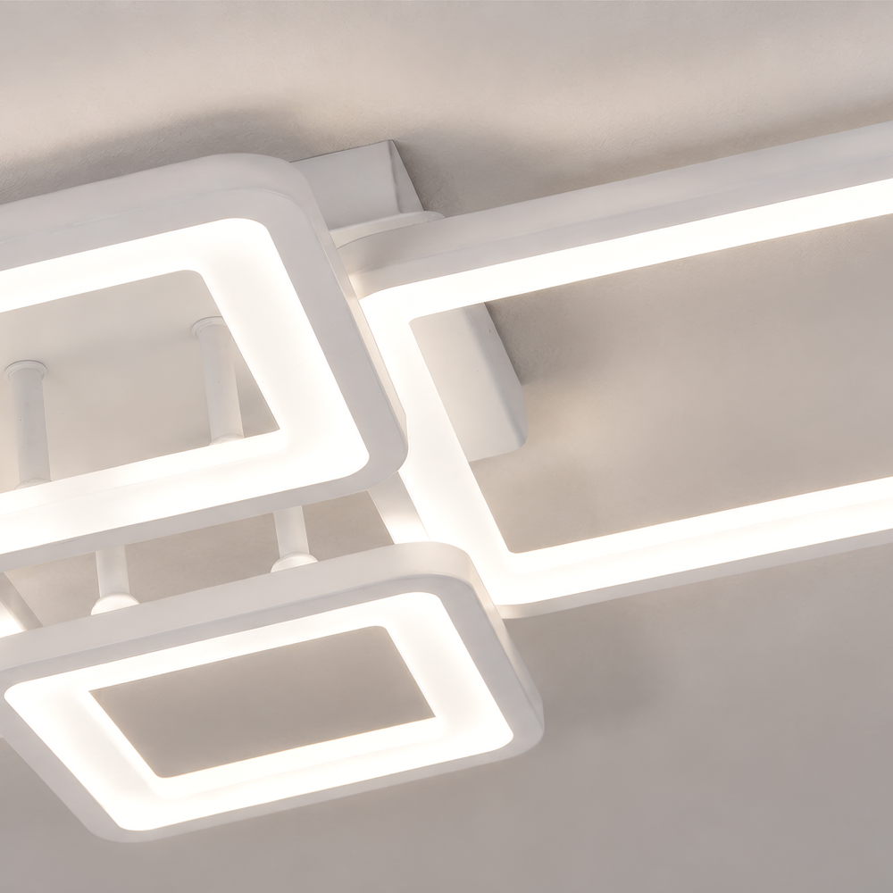 Lustra LED cu telecomanda ELLA 67W, 4 Patrate, lumina Rece/Calda/Neutra, Dimabila, Alb, Metal si Acril, imaginea 7