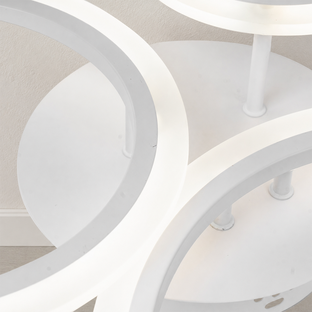 Lustra LED cu telecomanda BETTY 40W, 3 Cercuri, lumina Rece/Calda/Neutra, Dimabila, Alb, Metal si Acril, imaginea 2