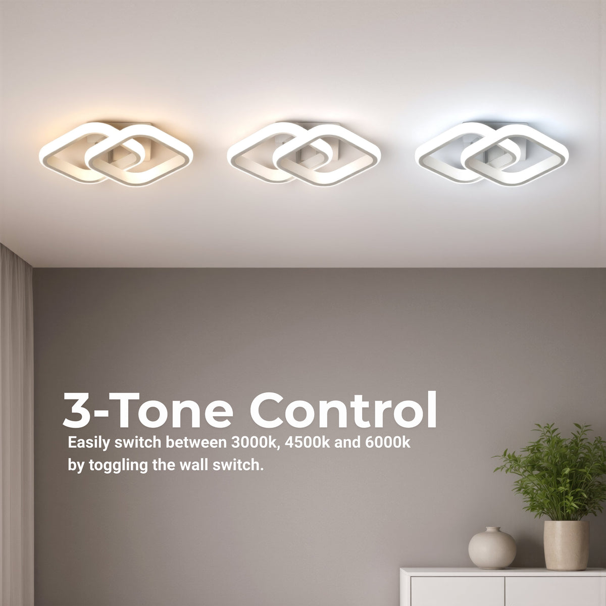LED Chandelier VERTEX Matrix, Overlapping Rhombuses, Metal Frames, 24W, 2 Rhombuses, Cool/Warm/Neutral Light 3000K/4000K/6000K, White, imaginea 3
