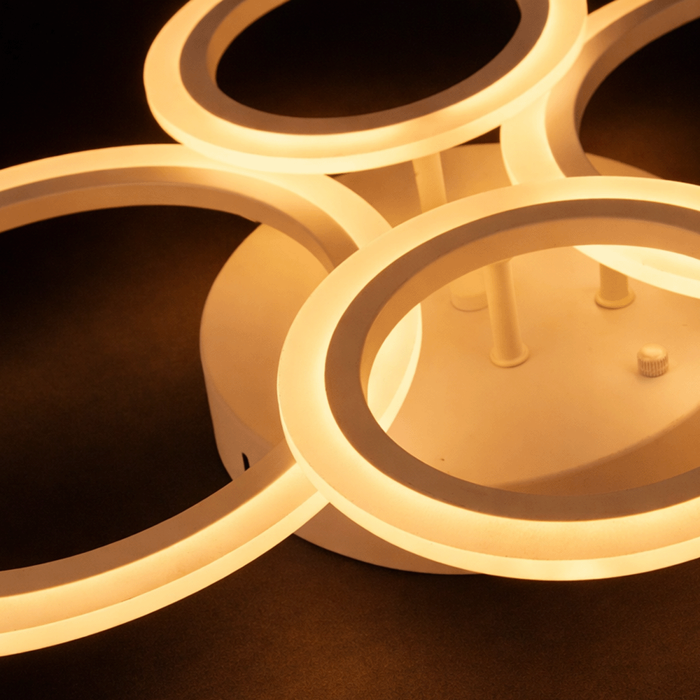 LED Chandelier with Remote Control BETTY 43W, 4 Rings, Cool/Warm/Neutral Light, Dimmable, White, imaginea 9