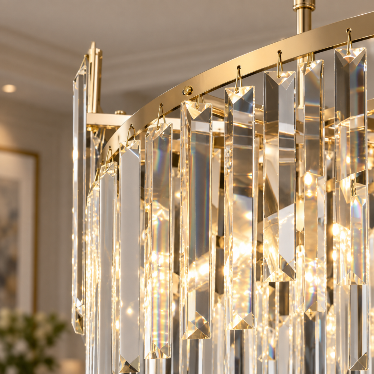 Candelabru Cristal TWEEZE Nobile, 6xE14, D40 cm, Auriu, Metal si Cristal