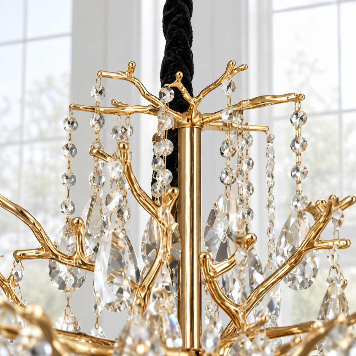 Candelabru Cristal REINA Regalis, 8xE14, D80cm, Auriu, Metal si Cristal