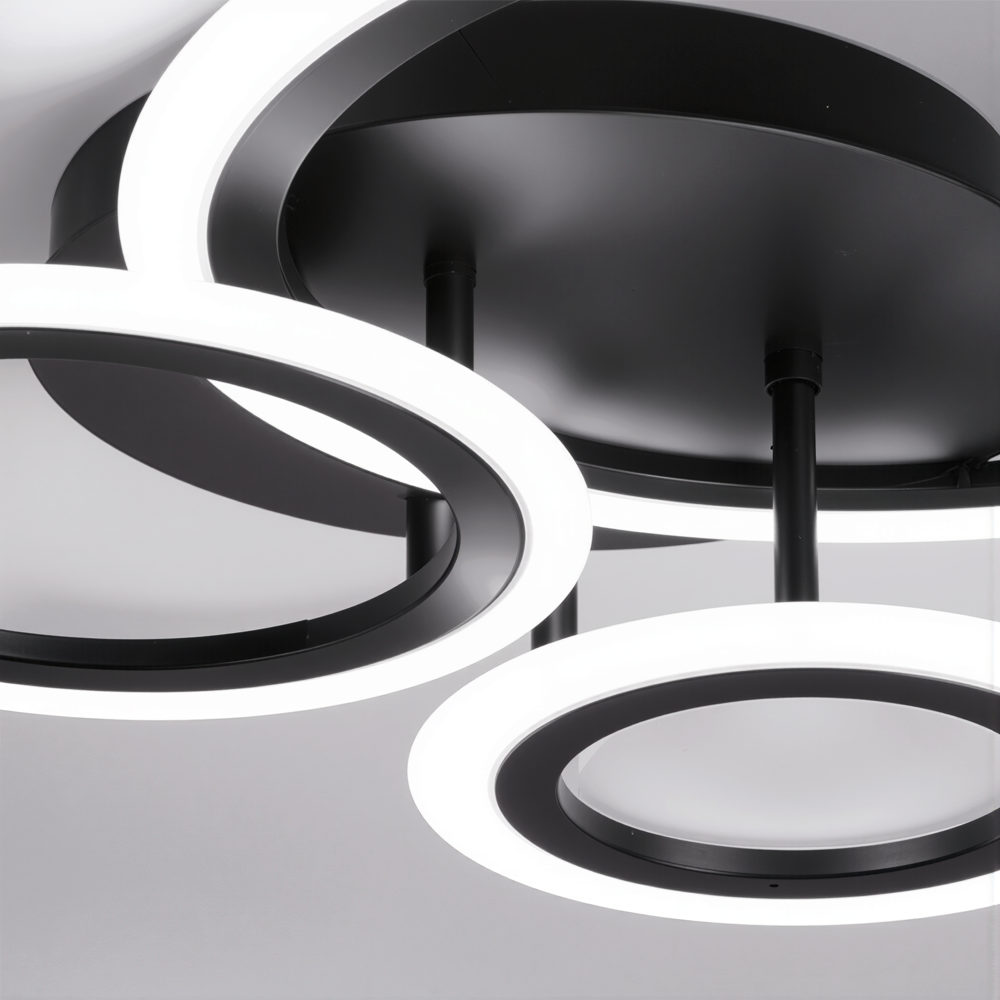 LED luster s diaľkovým ovládačom BETTY 40 W, 3 kruhy, studené/cieple/neuterálne svetlo, dimovateľný, čierny, imaginea 2