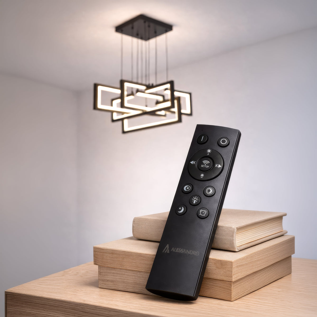 LED luster s diaľkovým ovládačom, suspenzovaný, 96 W, 4 svetlá, studené/cieple/neuterálne svetlo, dimovateľný, nastaviteľná výška, čierny, imaginea 3