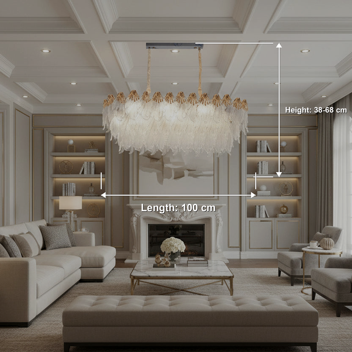 Candelabru Cristal MURANO Supremo 10xE14, 100x40 cm, Auriu, Inaltime Reglabila, Metal si Cristal