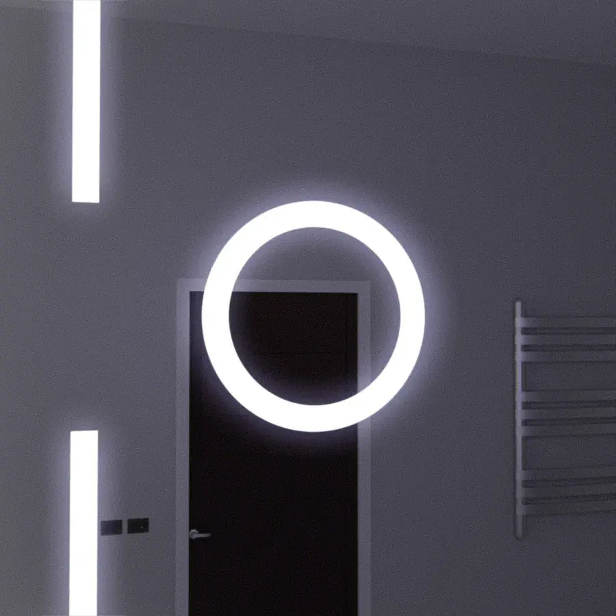 Oglinda LED Rectangulara, 120x80cm, Senzor MotionGlow Marcello, Sistem Dezaburire, Ceas & Termometru, Lupa Cosmetica, Dimabila