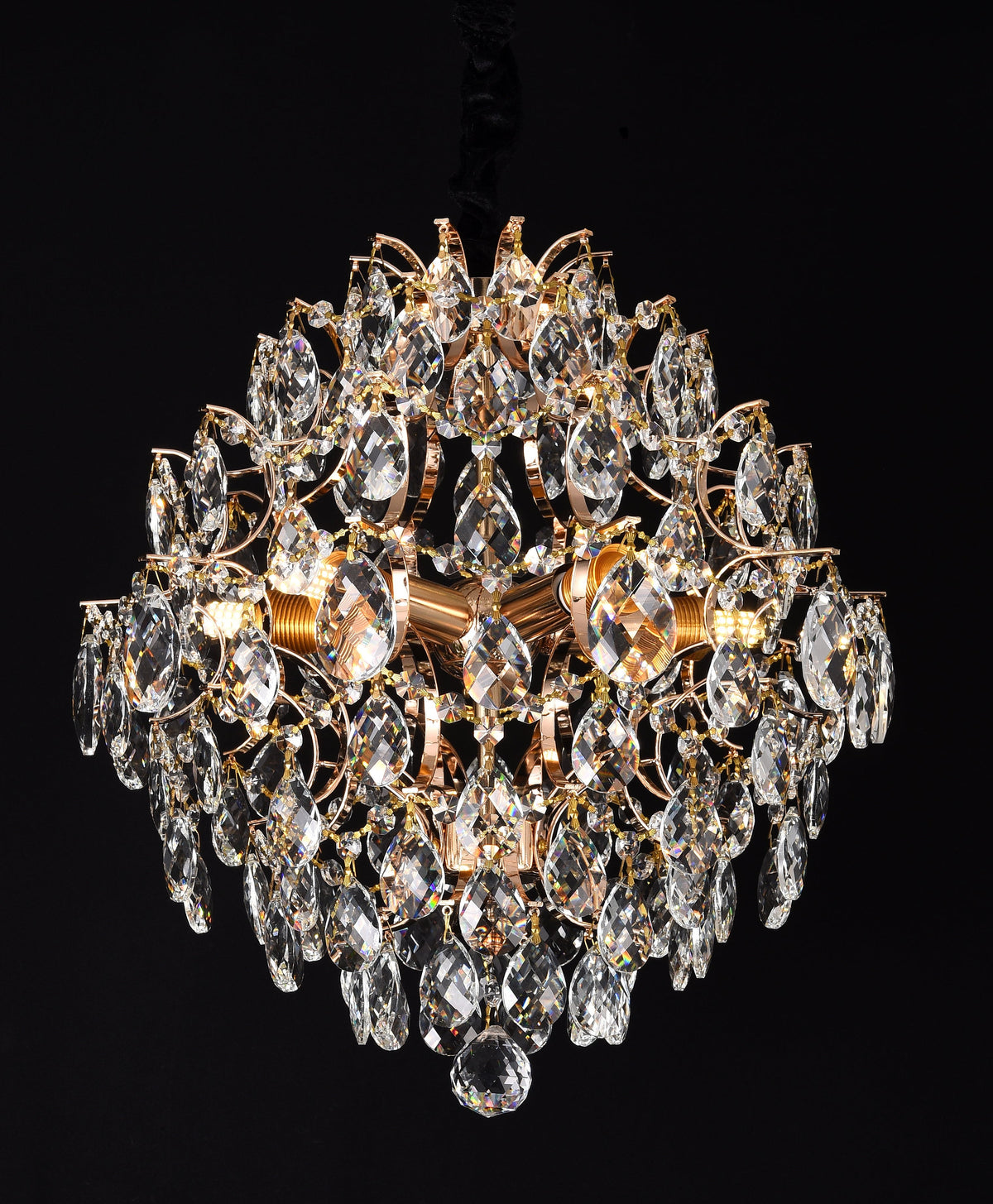 Candelabru Cristal CRYSTARA Nobile, 5x E14, Diametru 40cm, Auriu Lucios